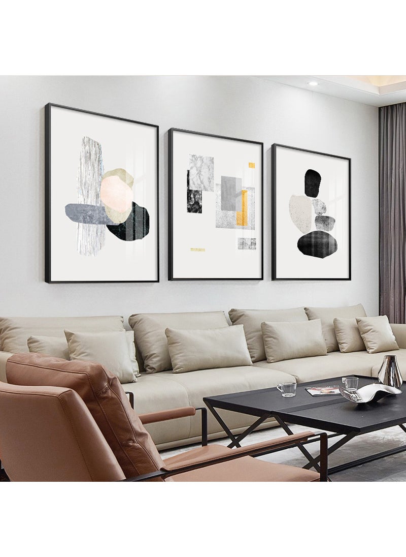 3PCS Wall Art Bright Style Minimalist Decor Modern Abstract Canvas Prints Poster Picture Framed Paintings Decorations