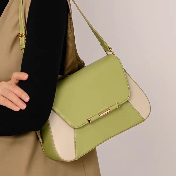 Women'S Bags Trendy Color-Blocking Niche Design Baguette Bag Commuter Versatile Underarm Single Shoulder Crossbody Bag Trendy - Image 2