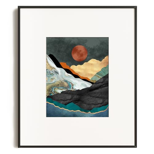 YUMKNOW Boho Mountain Wall Decor - Unframed 16x20, Teal Bathroom Decorations, Mid Century Modern Nature Wall Art for Living Room, Bedroom Pictures, Abstract Office Gifts, Posters for Room Aesthetic - Image 4