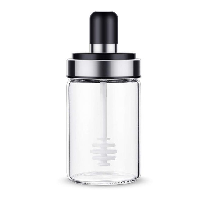 BOROSILICATE GLASS FOOD STORAGE JAR HONEY STORAGE WITH DIPPER 250ML