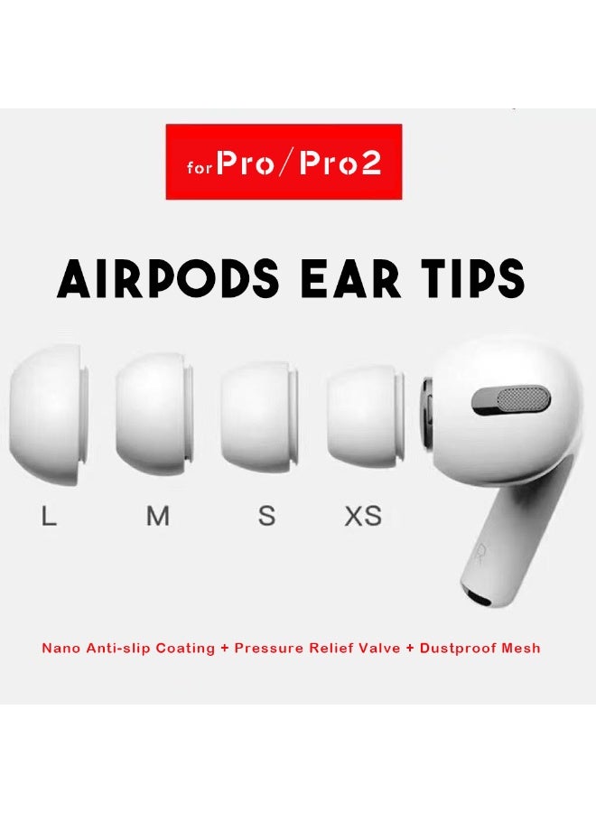 سام طقم 8 قطع رؤوس سيليكون بديلة متوافقة مع AirPods Pro، مقاسات XS/S/M/L، مريحة وعزل للضوضاء - Image 1