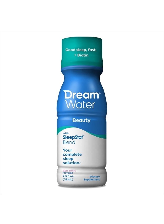 Dream Water Beauty Sleep Aid Drink Supplement; Melatonin 5mg, GABA, 5-HTP, plus Biotin for healthy skin, hair and nails; 2.5 oz liquid sleep shots, Zen Tonic 12-Count - Image 2