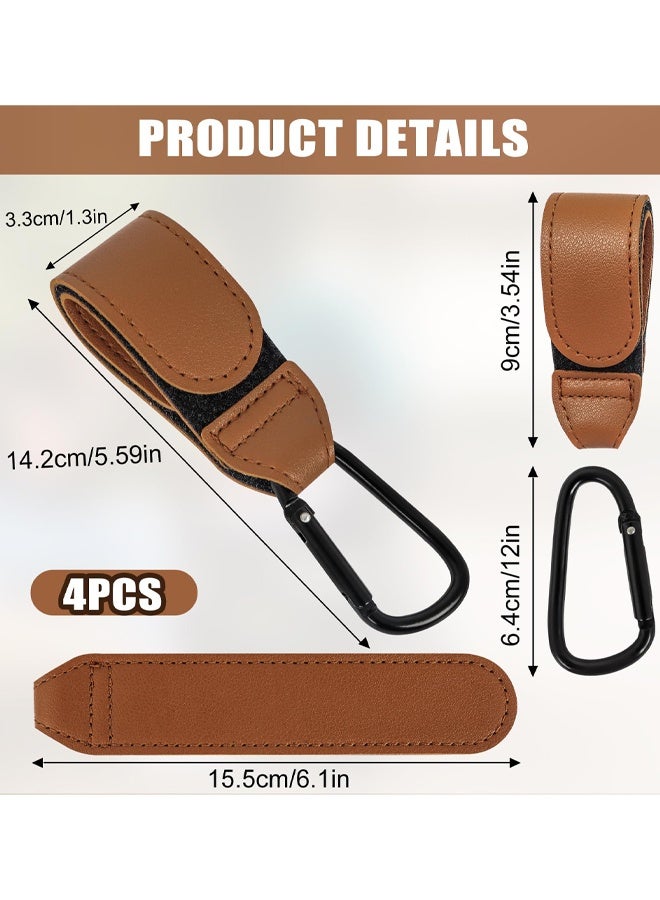 4 PCS Leather Buggy Clips,Pram Hook Clip,Pram Rocker Clip for Bags, Buggy Bike Rocker Clip,Universal Pram Accessories For Pushchair, Shopping Bag, Backpack - Image 2