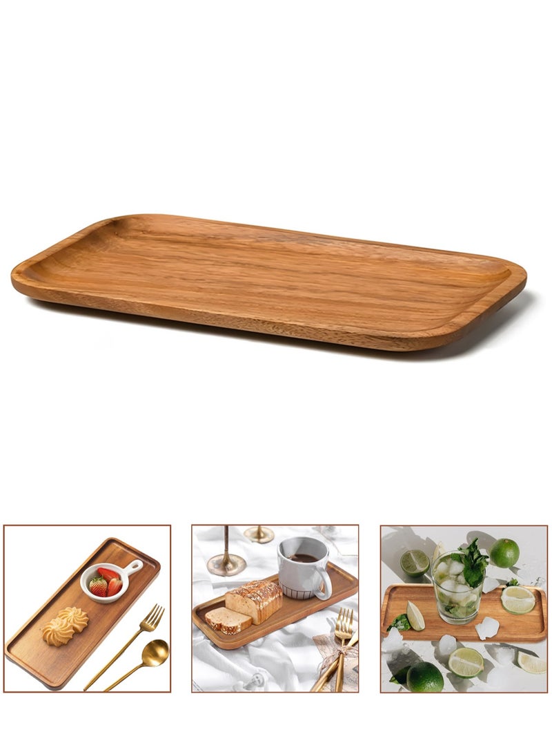 30✖12 CM Wooden Serving Tray Food Serving Plates Serving Tray for Coffee, Breakfast, Dessert, Cheese, Rectangular Decorative Tray for Bathroom, Vanity, Kitchen Counter, Home Decor - Image 1