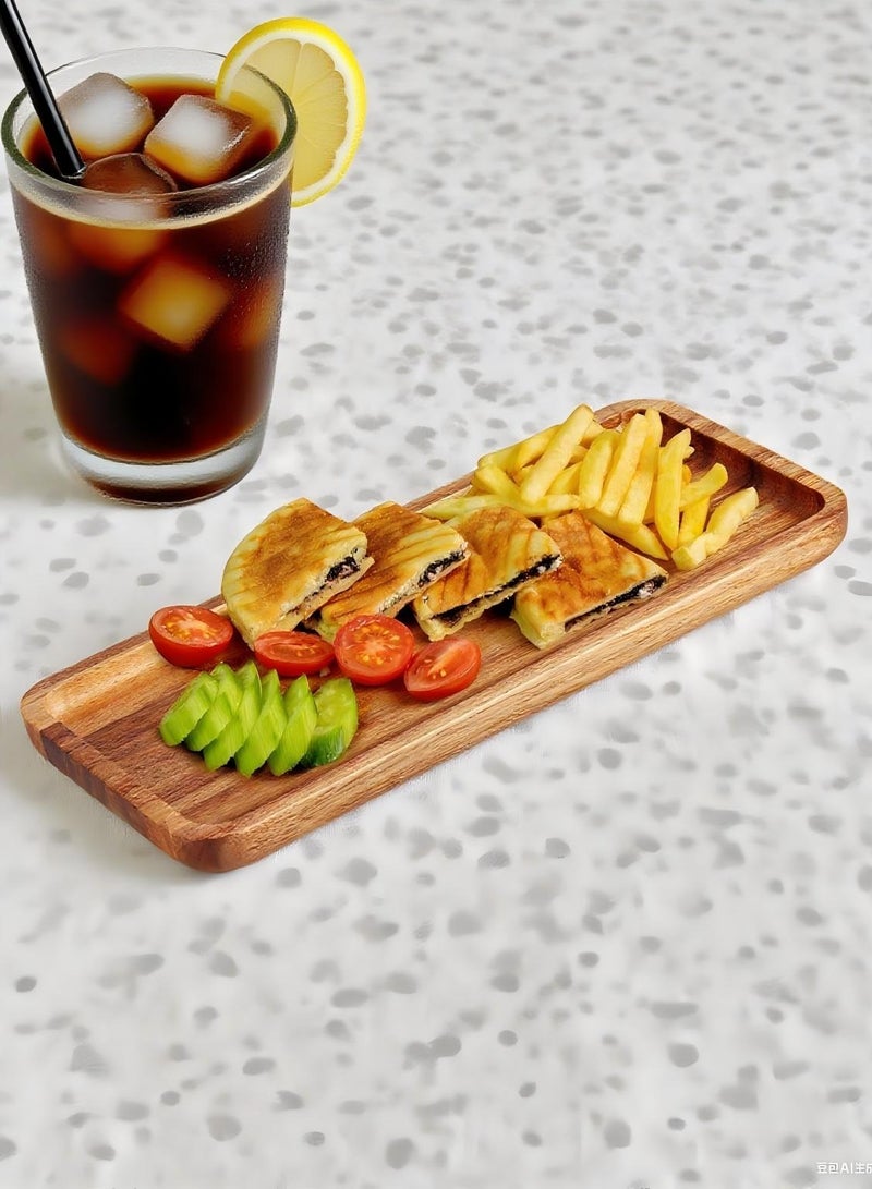 30✖12 CM Wooden Serving Tray Food Serving Plates Serving Tray for Coffee, Breakfast, Dessert, Cheese, Rectangular Decorative Tray for Bathroom, Vanity, Kitchen Counter, Home Decor - Image 5