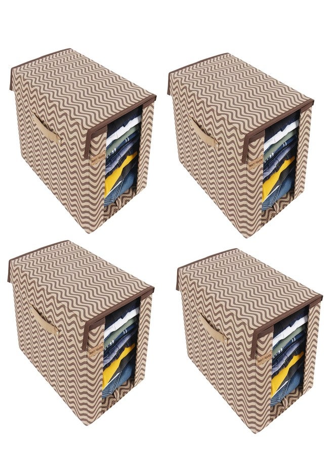 Shrey Creation Printed Shirt Stacker/Cloth Storage Foldable Wardrobe/closet Organizer With Handle and Lid For T-shirts,Shirts & Clothes Cover (Pack Of 4) - Image 1