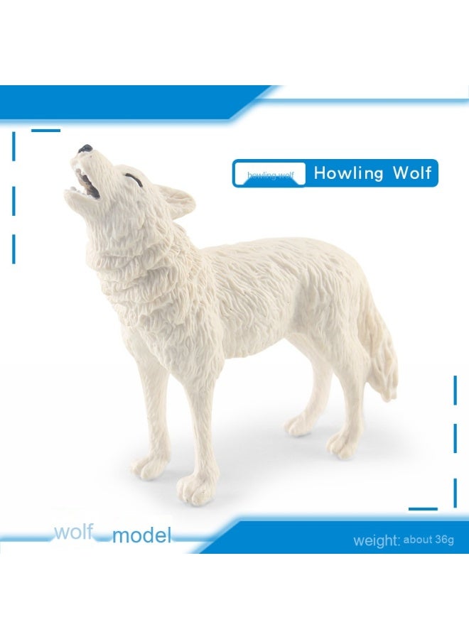 NIBEMINENT Realistic Static White Wolf Model Set - Arctic Wolf Howling Pup Figurine