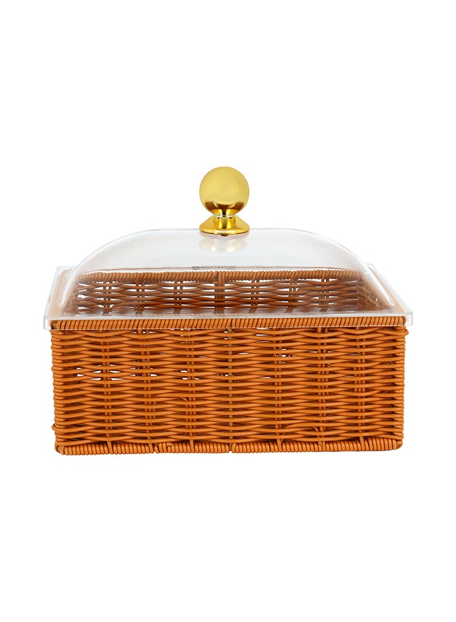 Royalford 26 cm Acrylic Candy Box- RF12738 Elegant and Sleek, Durable and Long-Lasting Construction Multi-Purpose Storage Tray with Clear Lid Brown - Image 1