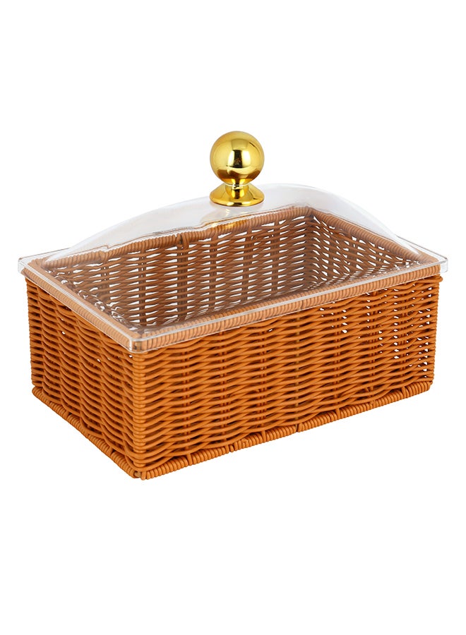 Royalford 26 cm Acrylic Candy Box- RF12738 Elegant and Sleek, Durable and Long-Lasting Construction Multi-Purpose Storage Tray with Clear Lid Brown - Image 2