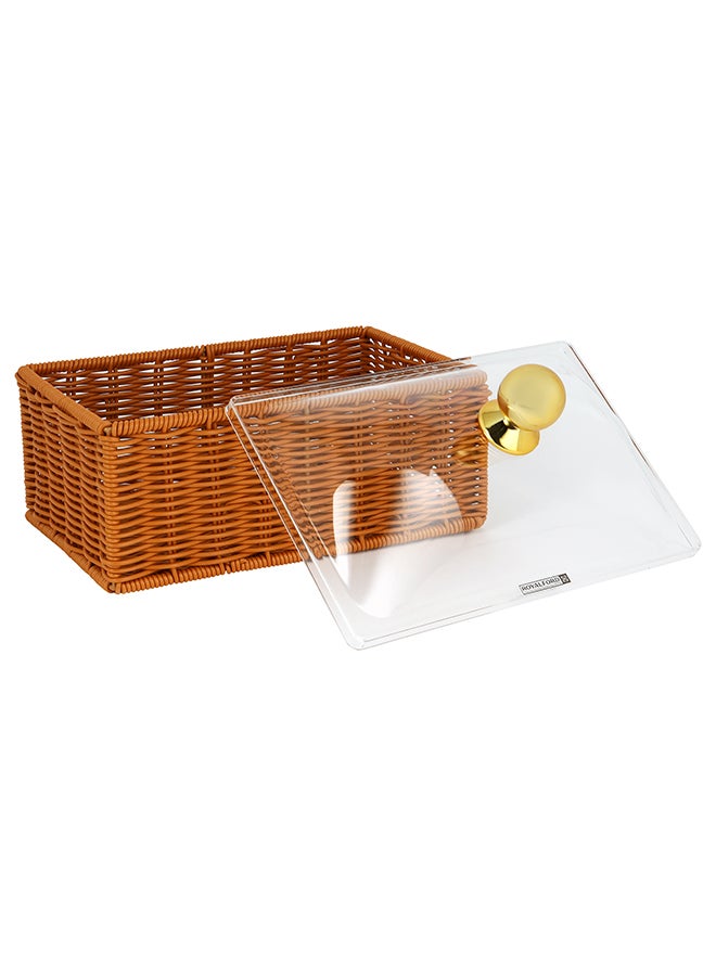 Royalford 26 cm Acrylic Candy Box- RF12738 Elegant and Sleek, Durable and Long-Lasting Construction Multi-Purpose Storage Tray with Clear Lid Brown - Image 3