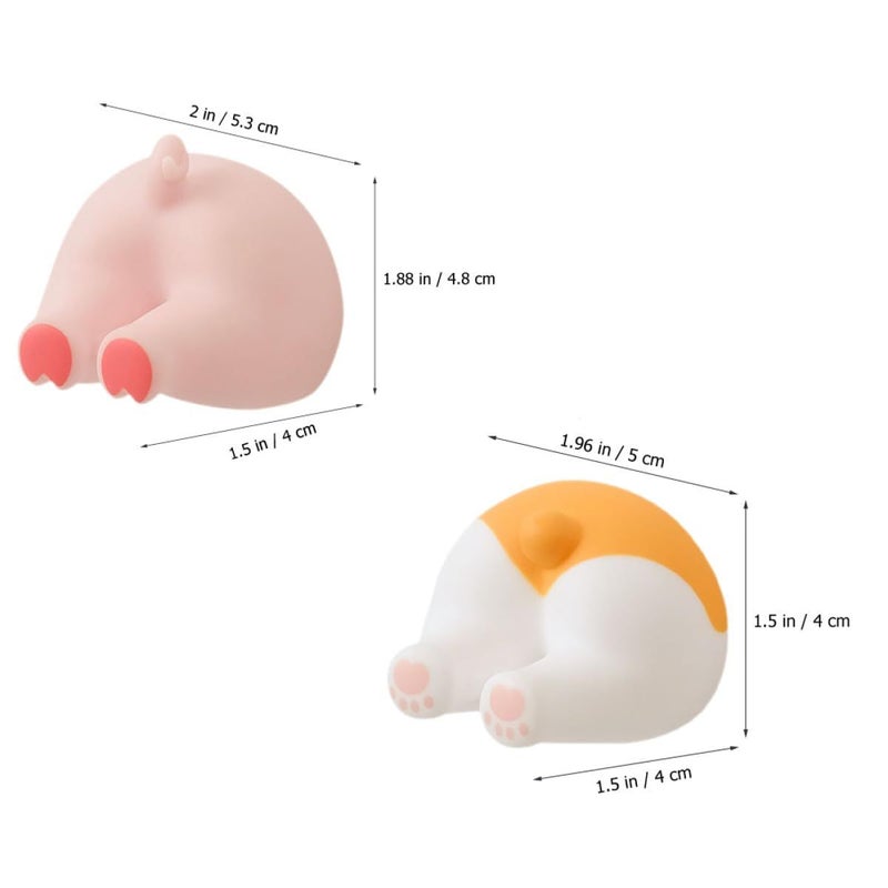 Self Adhesive Animal Tail Toothbrush Holder 2 Pack Decorative Bathroom Wall Hook - Image 3