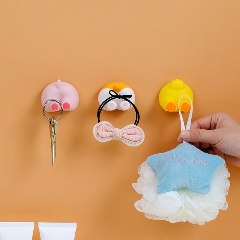 Self Adhesive Animal Tail Toothbrush Holder 2 Pack Decorative Bathroom Wall Hook - Image 5
