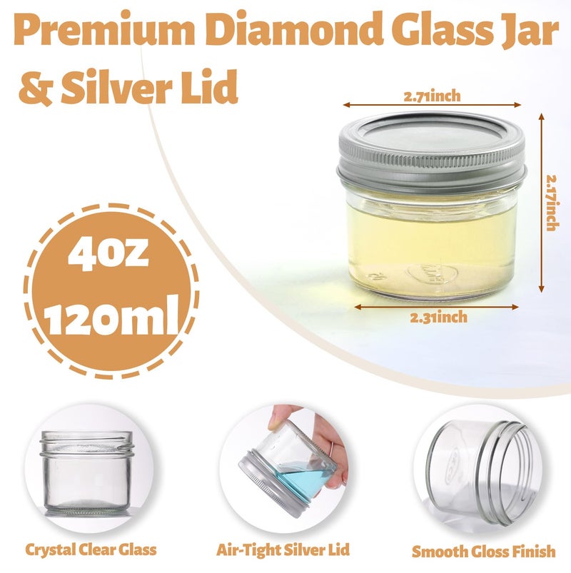 STARSIDE 4 oz Glass Mason Jars with Airtight Silver Lids and Bands, 40-Pack with Stickers,Tags & Twines, Mini Canning Jars for Jams, Honey, Spices, Dried Snacks, DIY Crafts, Wedding Favors - Image 3