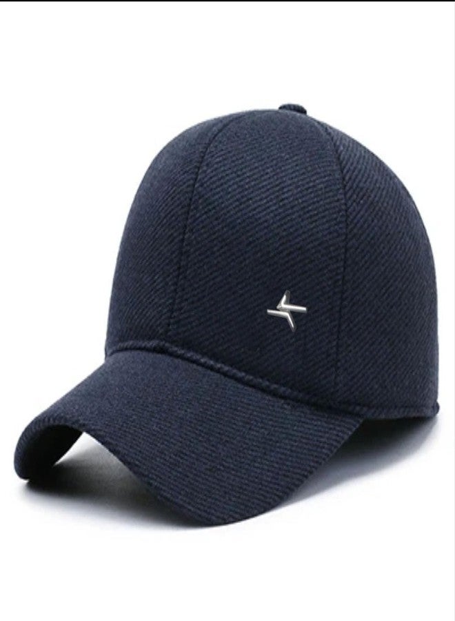 C Classic Unisex Winter Warm Baseball Cap with Foldable Ear Flap (Blue) - Image 3