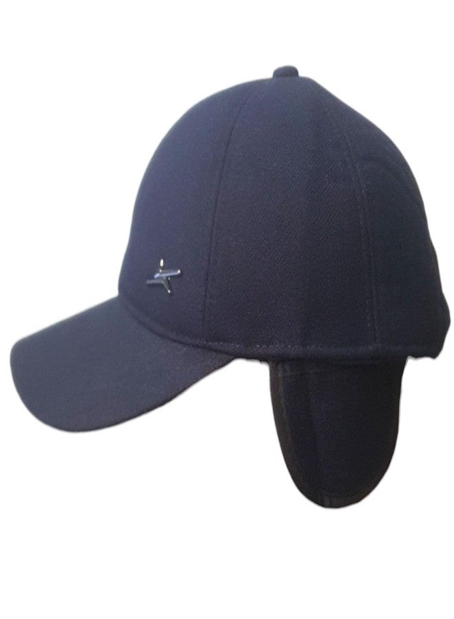 C Classic Unisex Winter Warm Baseball Cap with Foldable Ear Flap (Blue) - Image 4