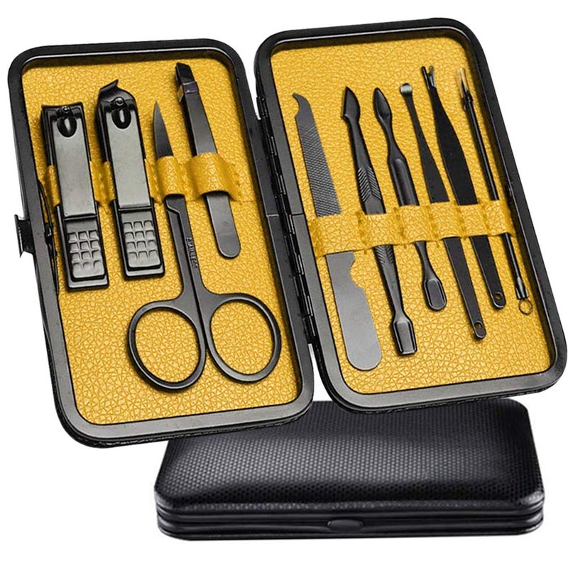 QLNE Nail Clippers Sets High Precisio Stainless Steel Nail Cutter Pedicure Kit Nail File Sharp Nail Scissors and Clipper Manicure Pedicure Kit Fingernails & Toenails with Portable stylish case (Yellow) - Image 1