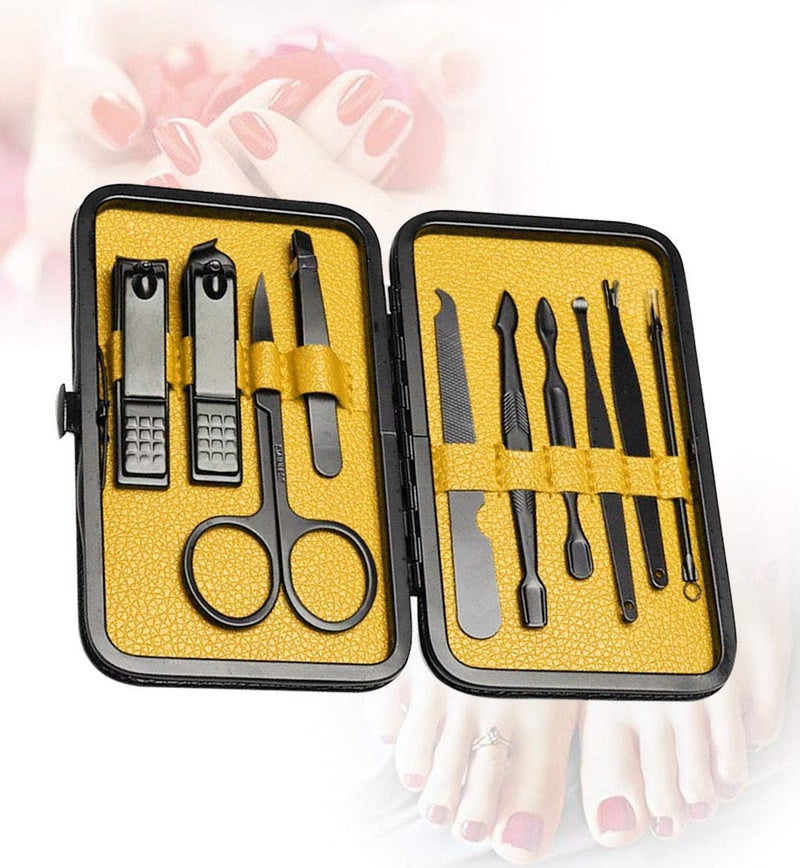 QLNE Nail Clippers Sets High Precisio Stainless Steel Nail Cutter Pedicure Kit Nail File Sharp Nail Scissors and Clipper Manicure Pedicure Kit Fingernails & Toenails with Portable stylish case (Yellow) - Image 5