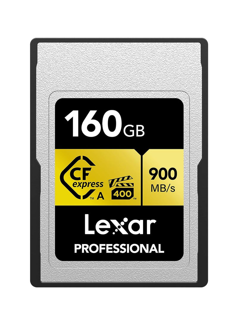 ليكسار بطاقة ذاكرة CFexpress Type A Gold Series بسعة 160GB، سرعة قراءة تصل إلى 900MB/s، فيديو بجودة سينمائية 8K، مصنفة VPG 400 (LCAGOLD160G-RNENG) - Image 1