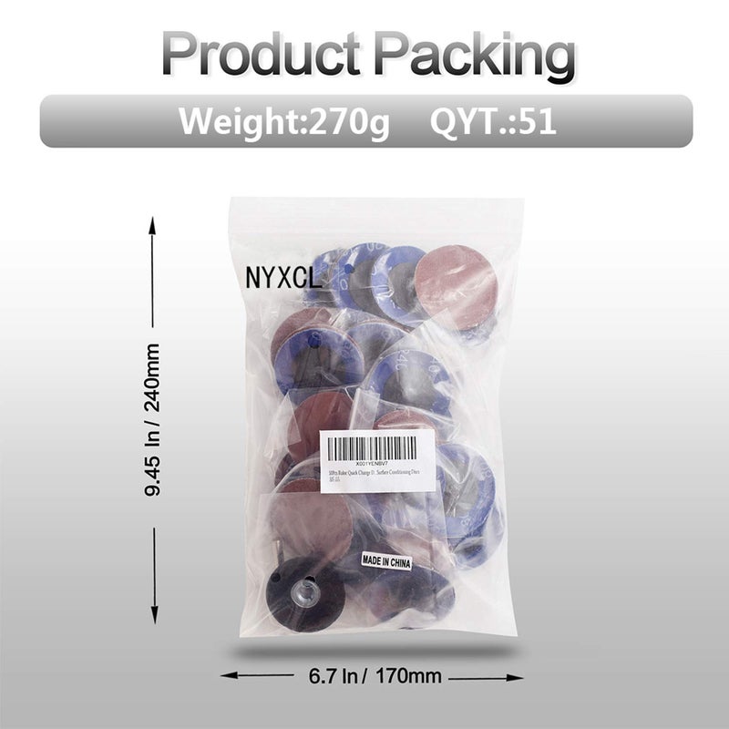 NYXCL Miroku 50Pcs Mixup 2 inch roll Lock Quick Change Discs Set, A/O Sanding Discs with 1/4" Holder, for Die Grinder Surface Prep Strip Grind Polish Finish Burr Rust Paint Removal - Image 2