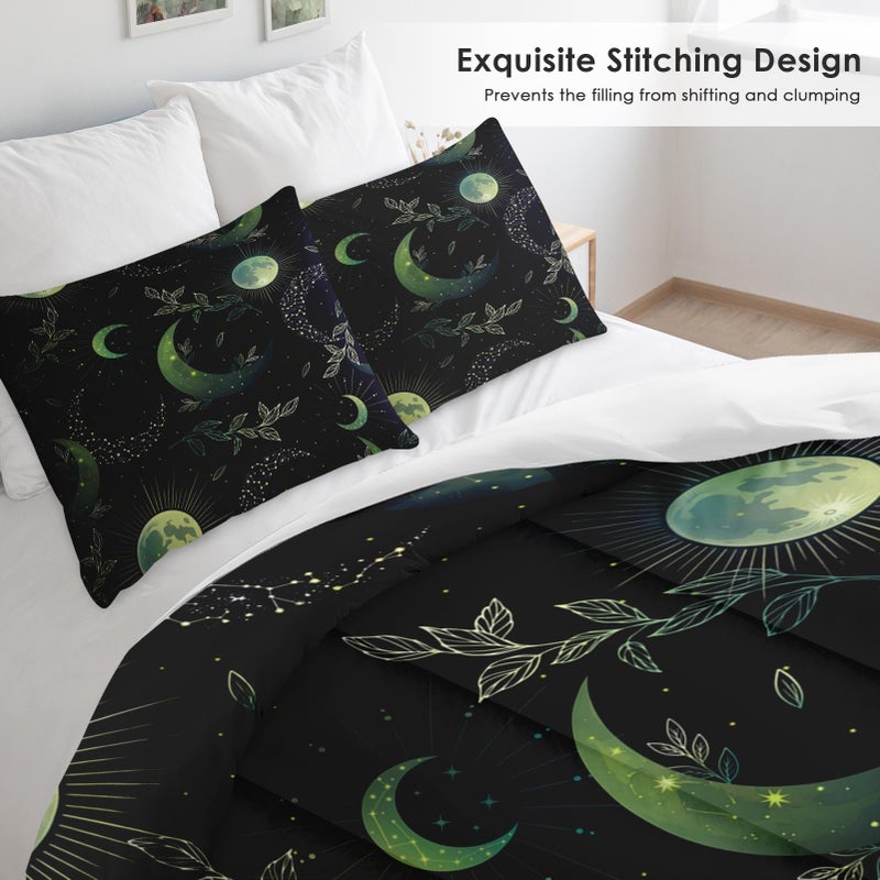 Pamnest Comforter Set Twin Size, Green Boho Space Soft 2 Pcs Bedding for Kids and Adults, Herbs Witch Floral Comforter Set with Pillowcase, for Bedroom Bed Decor - Image 4