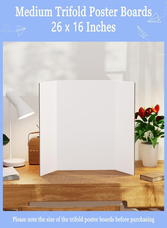 AKONEGE 6 Pack Medium Trifold Poster Board, 26" x 16" White Corrugated Cardboard Tri Fold Poster Boards for Presentation, School Projects, Science Fair, Photo Display Exhibitions Event - Image 4