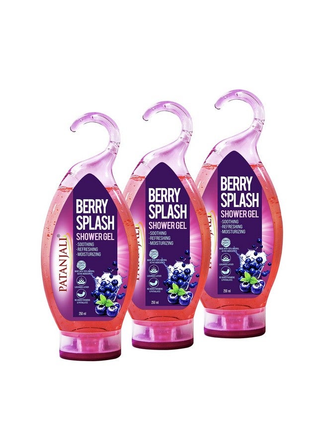 باتانجالي جل الاستحمام باتانجالي بيري سبلاش مع الصبار 250 مل (عبوة من 3 قطع)، لتنظيف منعش وترطيب البشرة بمكونات طبيعية - Image 1