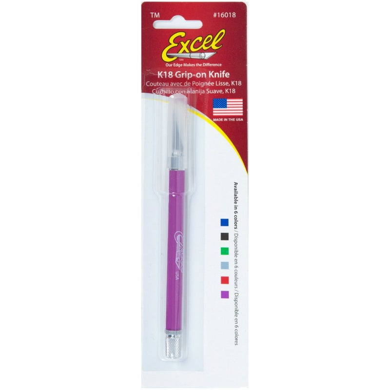 Excel Blades Soft Grip Hobby Knife, Excel Blades K18 with Safety Cap, American Made Light Duty Craft Knife (One Assorted Color) - Image 2