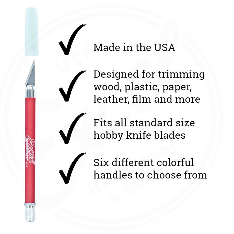 Excel Blades Soft Grip Hobby Knife, Excel Blades K18 with Safety Cap, American Made Light Duty Craft Knife (One Assorted Color) - Image 3