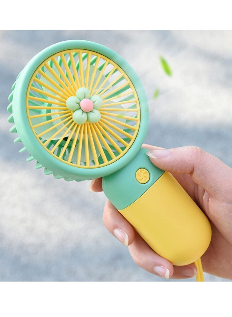 ELTRAZONE Small Fan Handheld, Desk Fans, Cute Design Personal Small Portable Fan Lightweight Makeup Rechargeable USB Fan For Travel Holiday Essentials For Men Women Indoor Outdoor,YELLOW - Image 2