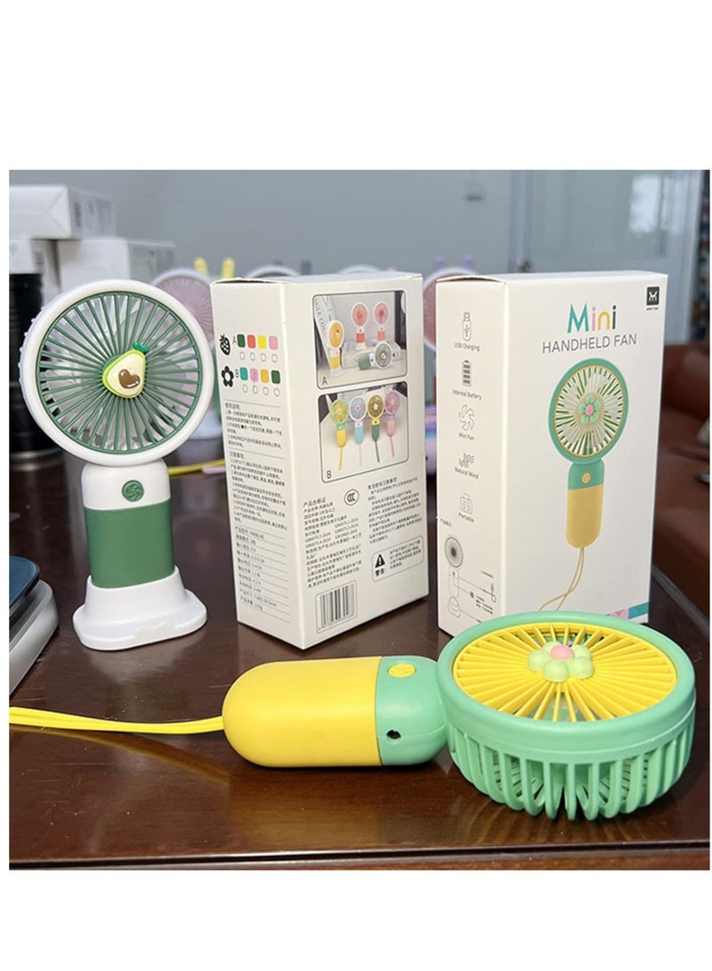 ELTRAZONE Small Fan Handheld, Desk Fans, Cute Design Personal Small Portable Fan Lightweight Makeup Rechargeable USB Fan For Travel Holiday Essentials For Men Women Indoor Outdoor,YELLOW - Image 3