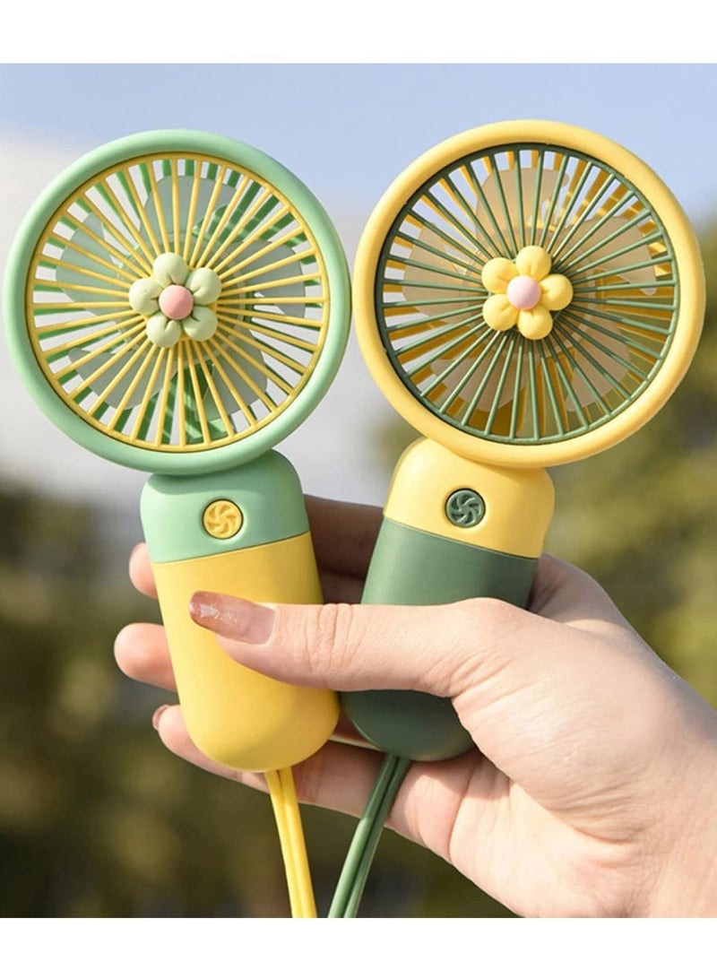 ELTRAZONE Small Fan Handheld, Desk Fans, Cute Design Personal Small Portable Fan Lightweight Makeup Rechargeable USB Fan For Travel Holiday Essentials For Men Women Indoor Outdoor,YELLOW - Image 4