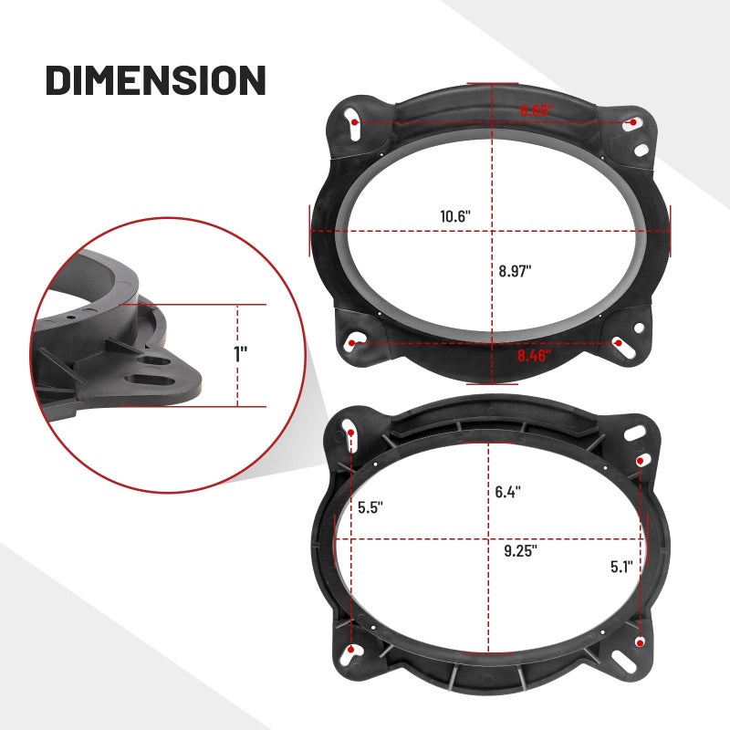 RED WOLF 6X9 Inch Front Door Speaker Adapter W/Speaker Wiring Harness for 2004 Up Toyota 4Runner Camry Highlander, Lexus CT GX LS Install Aftermarket Car Audio Mounting Spacer Ring Bracket Kit 1 Pair - Image 5