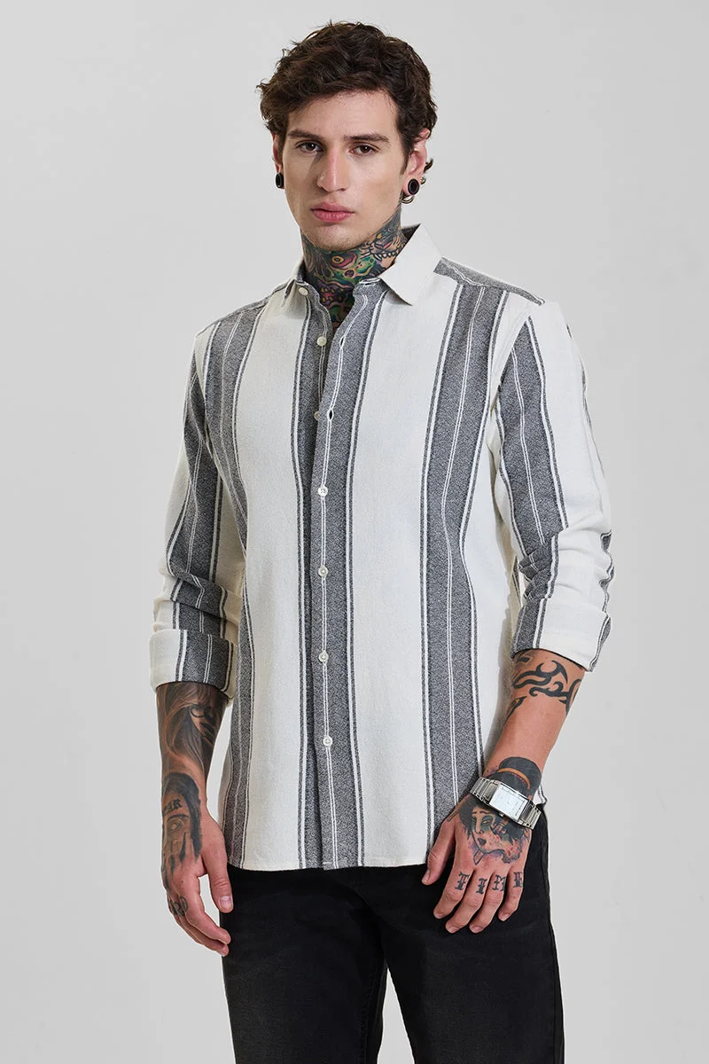SNITCH Black Striped Long Sleeve Slim Fit Shirt