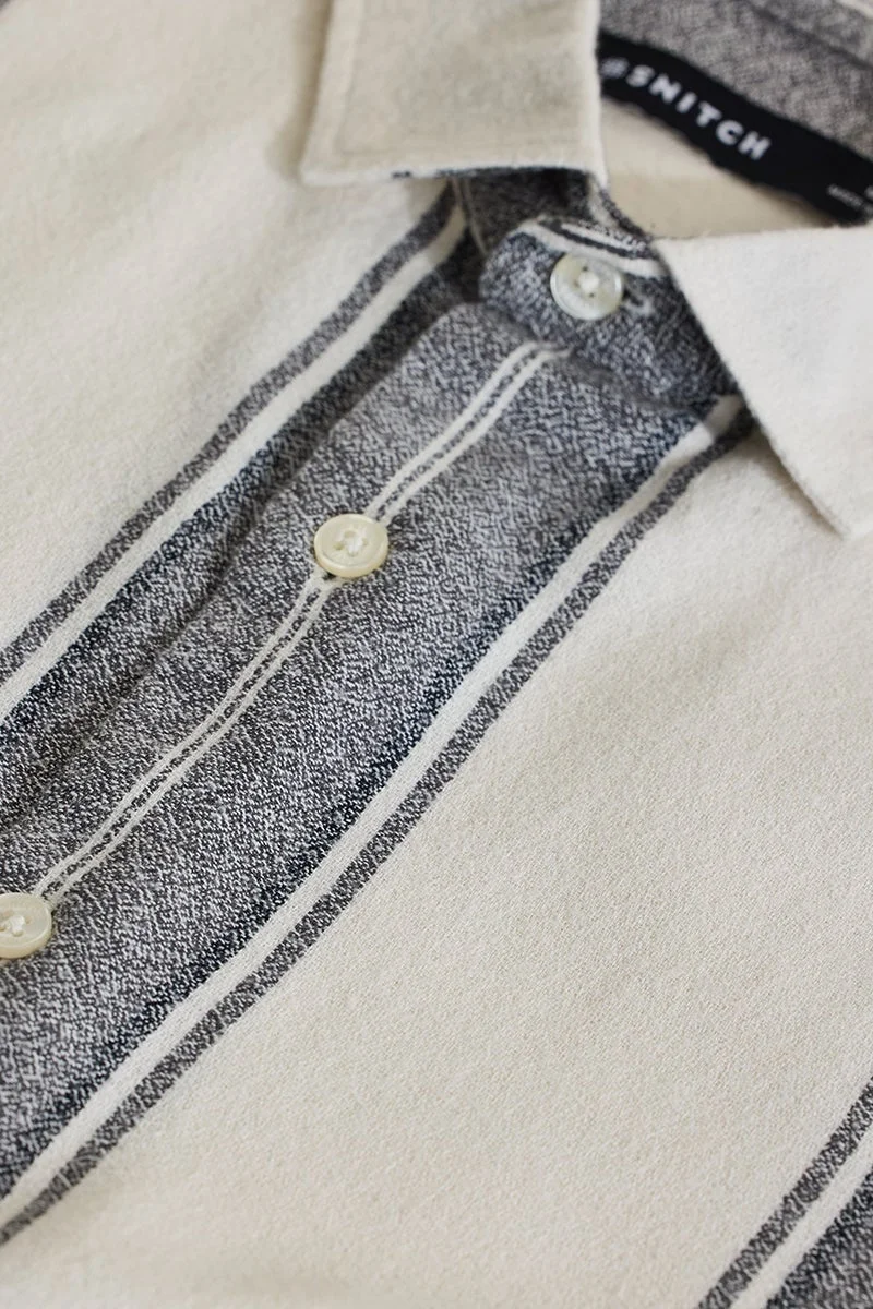 سنيتش Black Striped Long Sleeve Slim Fit Shirt