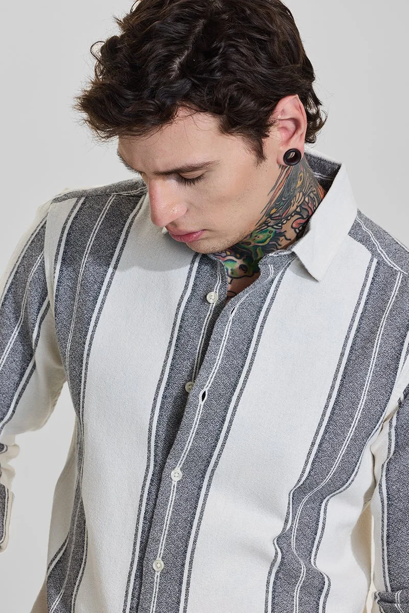 SNITCH Black Striped Long Sleeve Slim Fit Shirt