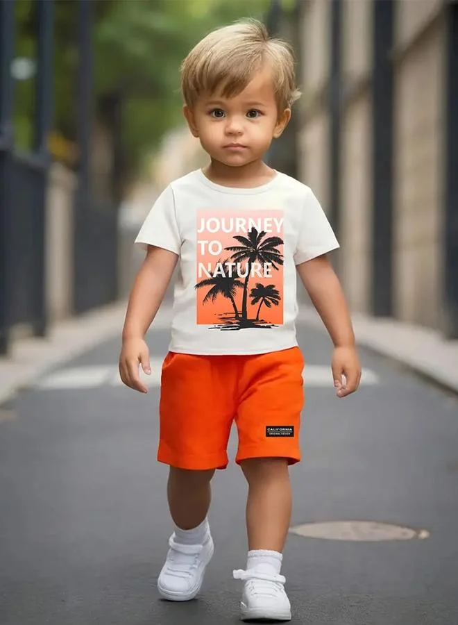 تايك تو Take Two Boys Graphic T-Shirt and Shorts Set