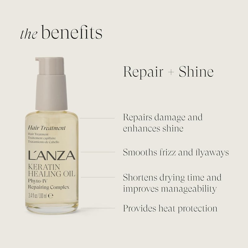 L'ANZA Keratin Healing Oil Treatment - Restores and Nourishes Dry Damaged Hair with Phyto IV Complex and UV Protection (3.4 Fl Oz) - Image 3