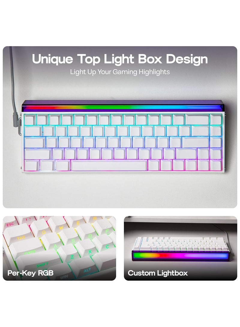 AULA Aula Hero68 HE Wired Magnetic Gaming Keyboard, 0.01mm Adjustable Actuation, Rapid Hall Effect Switch, 8kHz Polling Rate, 5-Layer Sound Dampening, RGB Light Box & Per-Key Backlight, 65% Compact Layout (White)  - Image 2
