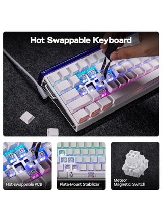 Aula Hero68 HE Wired Magnetic Gaming Keyboard, 0.01mm Adjustable Actuation, Rapid Hall Effect Switch, 8kHz Polling Rate, 5-Layer Sound Dampening, RGB Light Box & Per-Key Backlight, 65% Compact Layout (White) - view 4