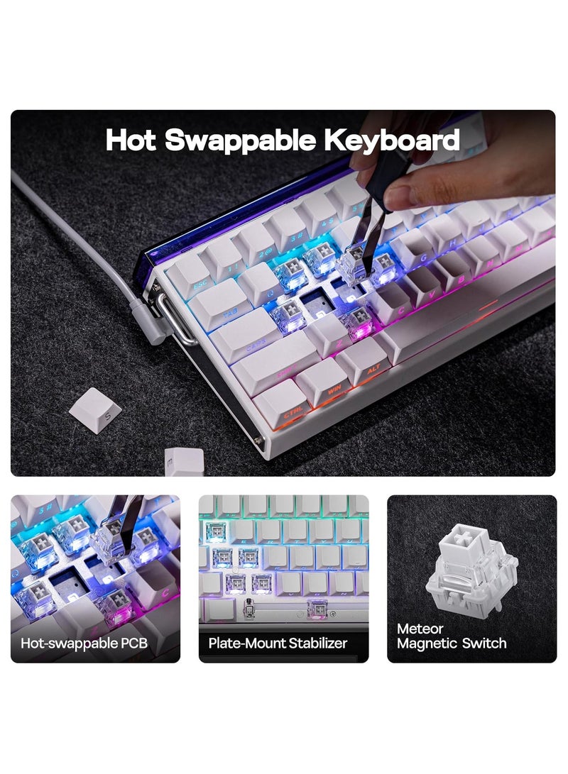 AULA Aula Hero68 HE Wired Magnetic Gaming Keyboard, 0.01mm Adjustable Actuation, Rapid Hall Effect Switch, 8kHz Polling Rate, 5-Layer Sound Dampening, RGB Light Box & Per-Key Backlight, 65% Compact Layout (White)  - Image 4