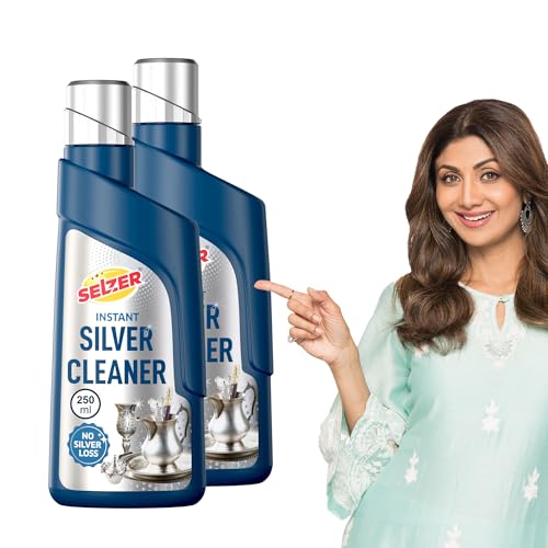 Selzer Silver Dip Cleaner Liquid – 250 ml | Instant Silver Cleaner & Tarnish Remover for Pooja Items, Utensils & Jewellery | Silver Shine Cleaning Liquid for Silverware & Ornaments (Pack of 2) - Image 1