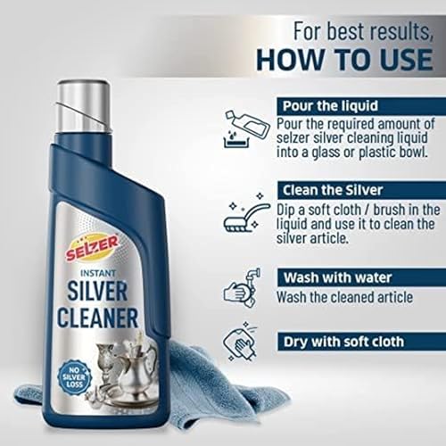 Selzer Silver Dip Cleaner Liquid – 250 ml | Instant Silver Cleaner & Tarnish Remover for Pooja Items, Utensils & Jewellery | Silver Shine Cleaning Liquid for Silverware & Ornaments (Pack of 2) - Image 5