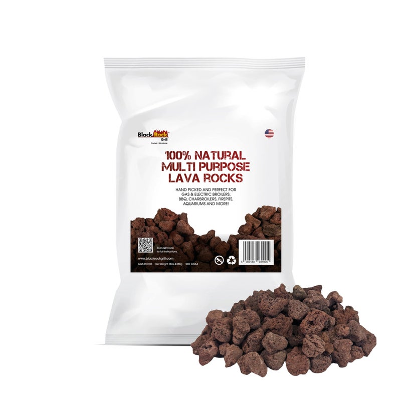 Black Rock Grill Premium Volcanic Lava Rocks  9 lbs  100 Pure HandSorted 13 Stones for Fire Pits Gas Grills Aquariums and Plants 