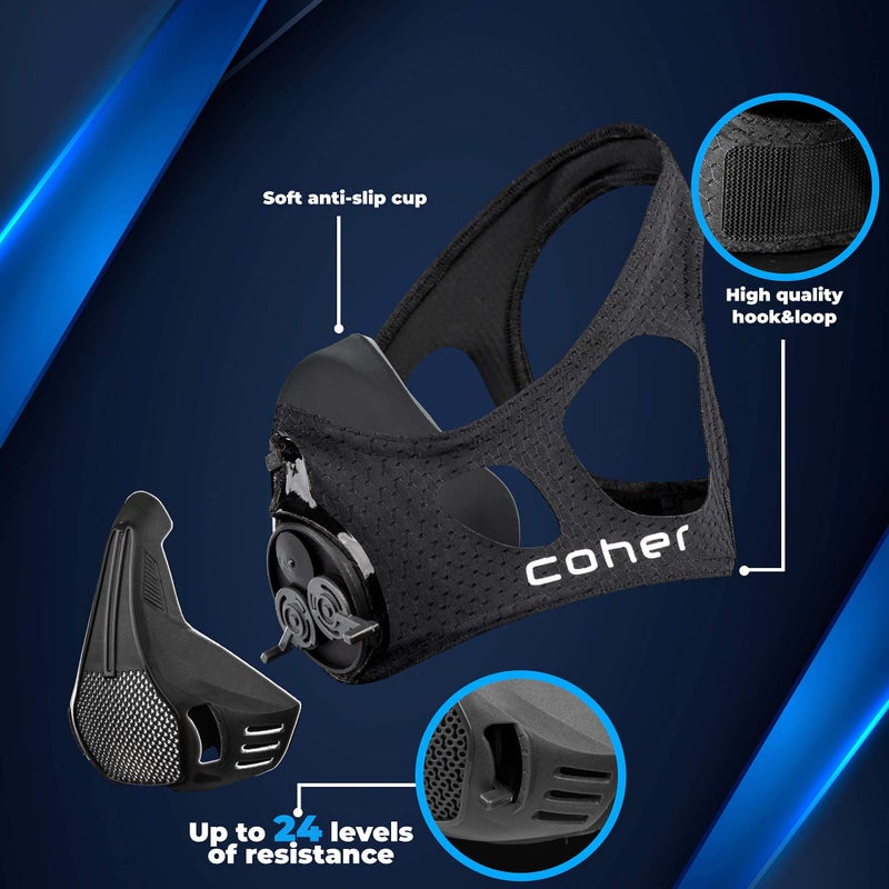 coher Workout Mask Breathing Mask for Men and Women - Adjustable Resistance Levels - Increase Lung Capacity and Endurance - Ideal for Jogging, Sports, Cycling, Fitness - Image 2