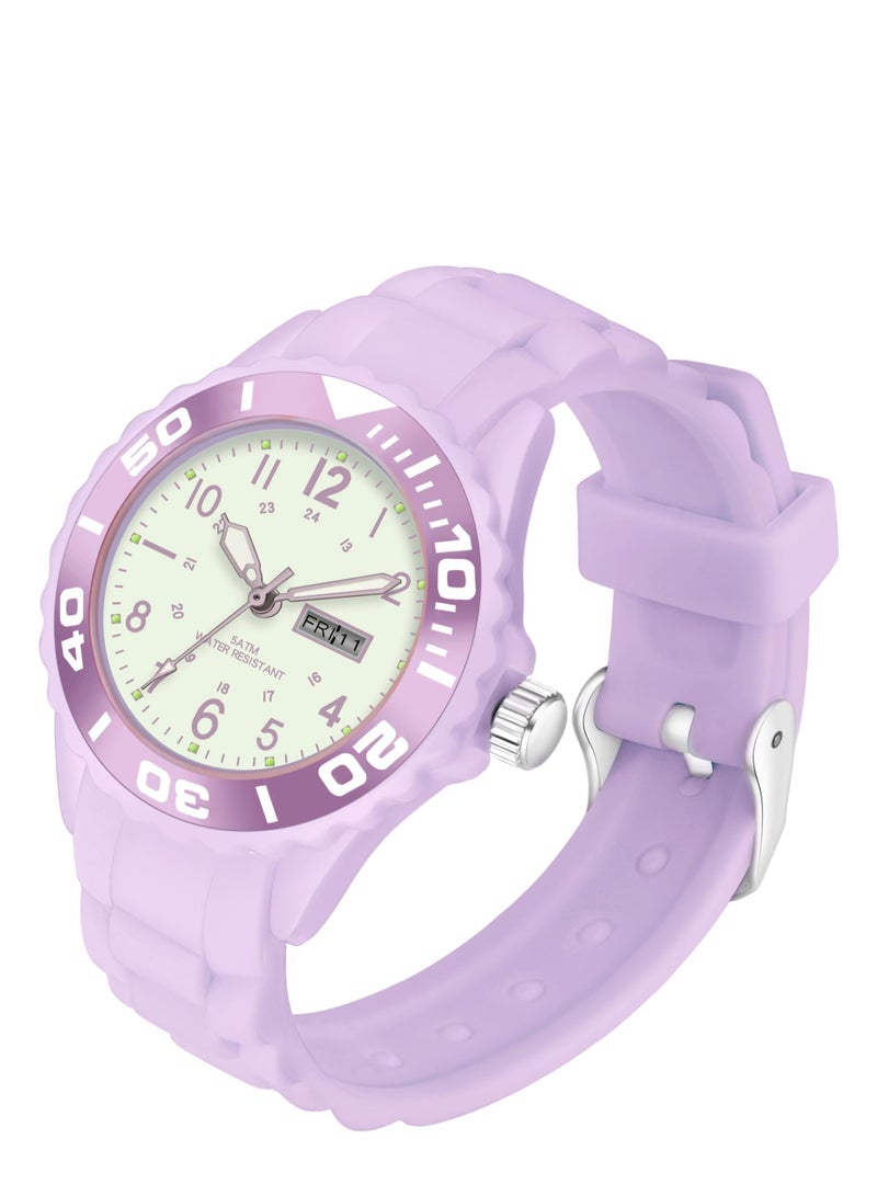 Zikra Womens Analogue Watches Waterproof Sport Watch Nurse Wrist Watch Outdoor Simple Casual Small Watch Luminous Ladies Wristwatch Silicone Second Hand Watch for Women Girls Teenager, Purple - Image 1