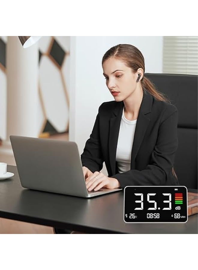 3 in 1 Decibel Meter, DM219N 30-130dBA LCD Display Noise Meter Desktop Sound Level Meter with Temperature & Humidity, 2000mAh Battery Powered for Classroom Studio Home