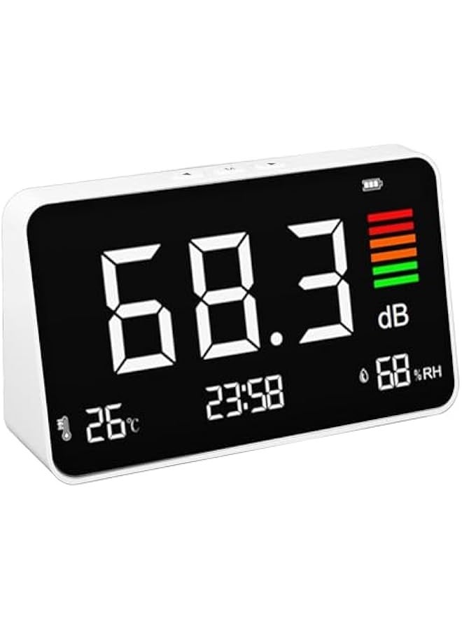 3 in 1 Decibel Meter, DM219N 30-130dBA LCD Display Noise Meter Desktop Sound Level Meter with Temperature & Humidity, 2000mAh Battery Powered for Classroom Studio Home