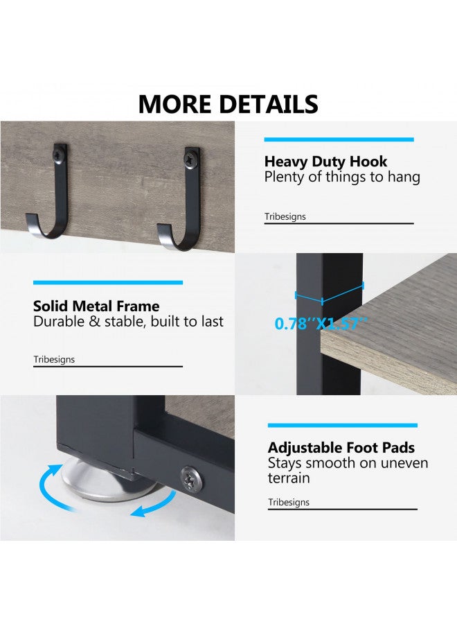 Tribesigns Industrial [Shoe] [Rack] [Bench] with Coat [Rack] Set with Hall Tree, 3 Storage Cubbies, 7 Hooks for Entryway, Hallway, 5-in-1Design, Rustic Brown - Image 4