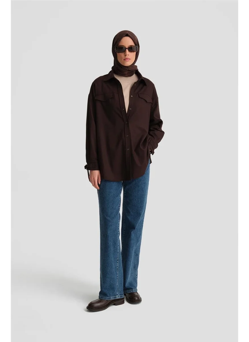 ARMINE Cuff Belt Detailed Shirt 24K3606 Bitter Brown