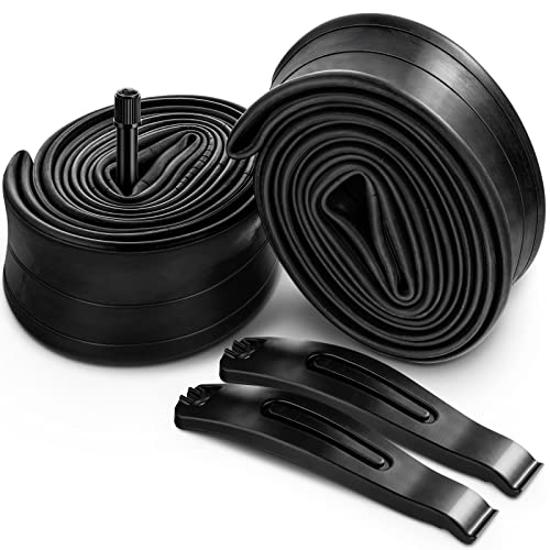 Hapleby 2PCS Premium Bike Tubes Compatible for 26 Inch x 1.75/1.95/2.10/2.125 Bike Tire, Mountain Bike Inner Tube with Schrader Valve, 2PCS Levers - Image 1